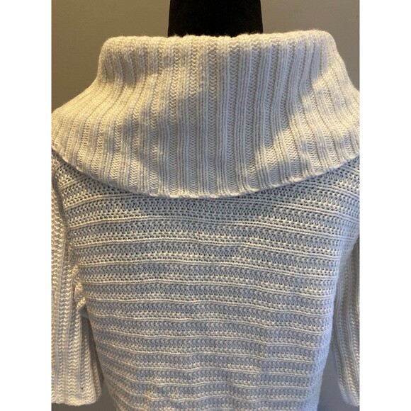 Cowl Neck Sweater Jacket Beige Cream Size ? Small 45% Cotton 20% Wool 3/4 Sleeve - Picture 6 of 12